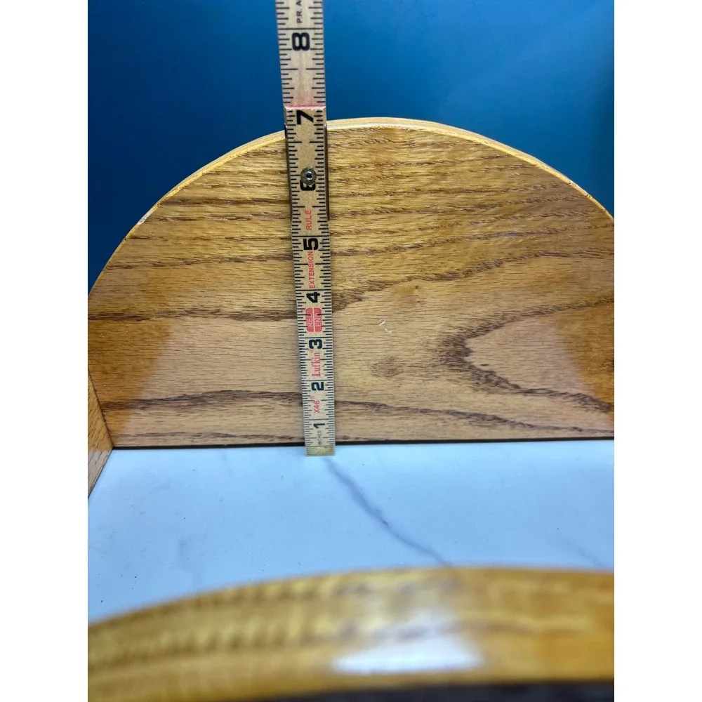 Vintage Oak Wood 2 Tier Wall Shelf Scalloped Side Floating Display Rack Honey